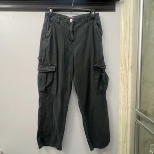 WOMENS COTTON ON CARGO DENIM TROUSERS, SIZE US 4, DARK GRAY